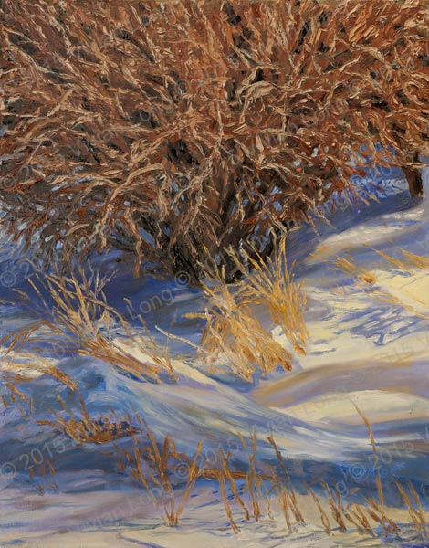 Image of painting entitled: Willow, Grass, & Snow Drifts